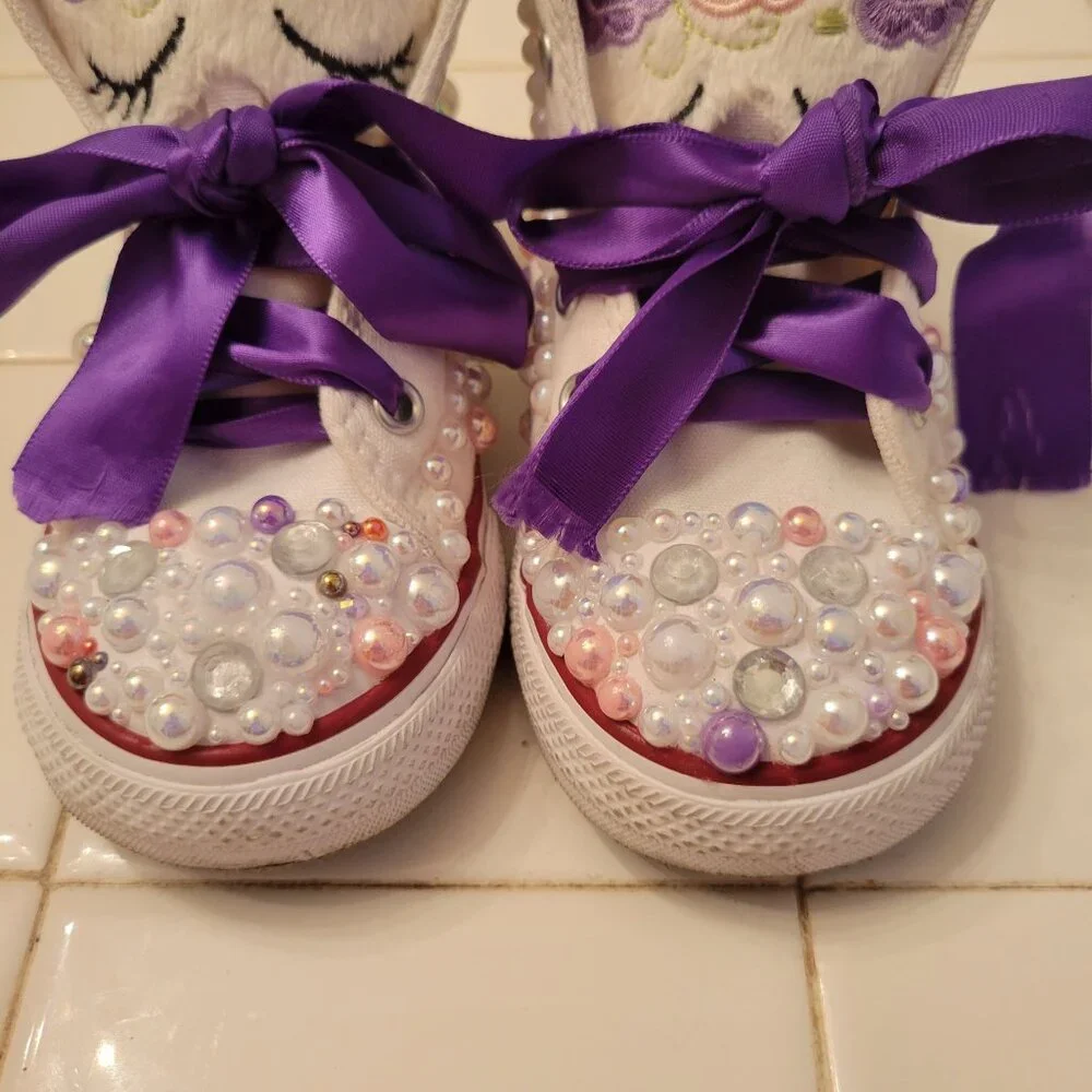 Custom Converse Unicorn Beaded‎ Shoes Infant 9 Embroidered Bling Glam Gift